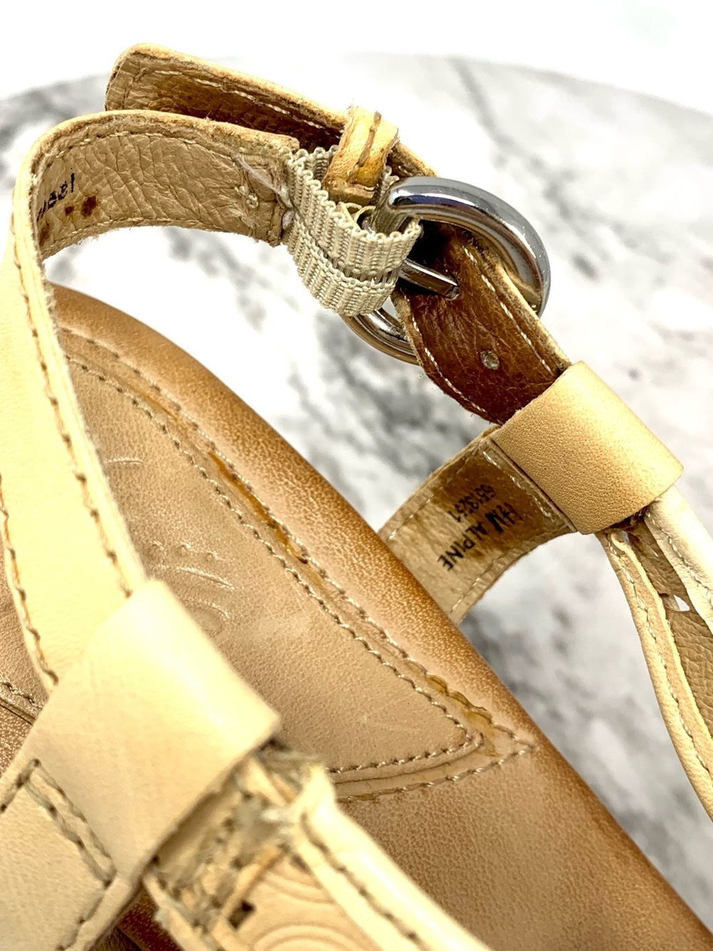 Naya Alpine Laser Cut Tan Leather Slingback Sandal Pumps 8.5 Classic Boho Summer - Picture 9 of 16